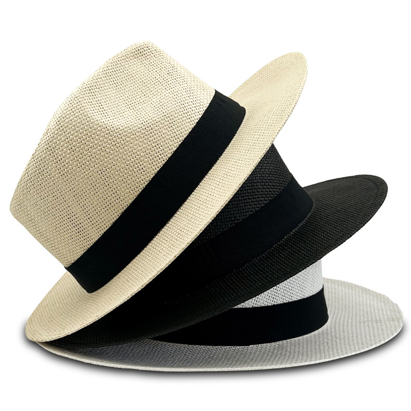 Zwart lint Five Grass Fedora Panama hoed