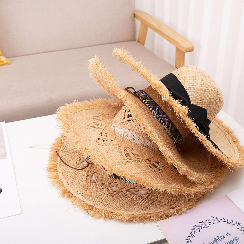 Ontwerp op maat Lady Beach Raffia Straw Floppy Hat