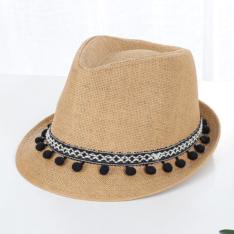 Leuke Pom Pom Trim Trilby strohoed voor heren